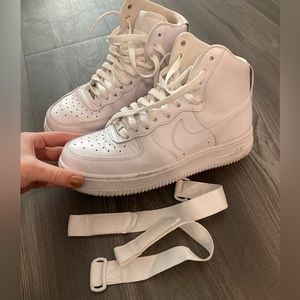 White Nike air force ones high top w/ straps FLASH SALE